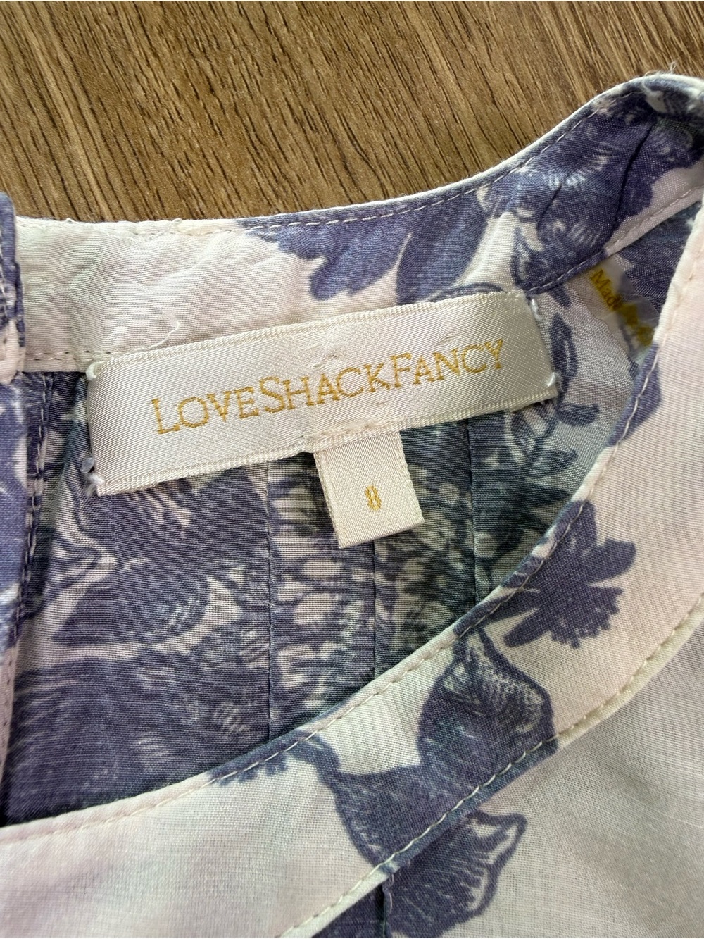 LoveShackFancy Lorelei Ruffle Floral Silk Blend Mini Dress Blue White Size 8 - Picture 12 of 16